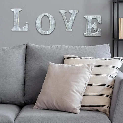 Miniatura 4 de Letras de madera rústica sin terminar de 6 pulgadas para decoración de pared, letras decorativas de pie en rodajas, decoración de tablero
