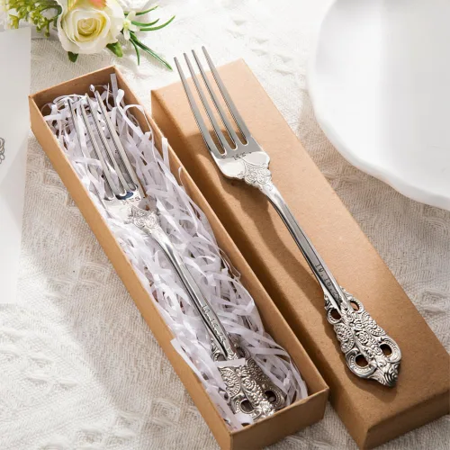Miniatura 4 de callie Juego de 2 tenedores de boda personalizados con fecha, regalos grabados para novios, novios, tenedores de cubiertos vintage de acero