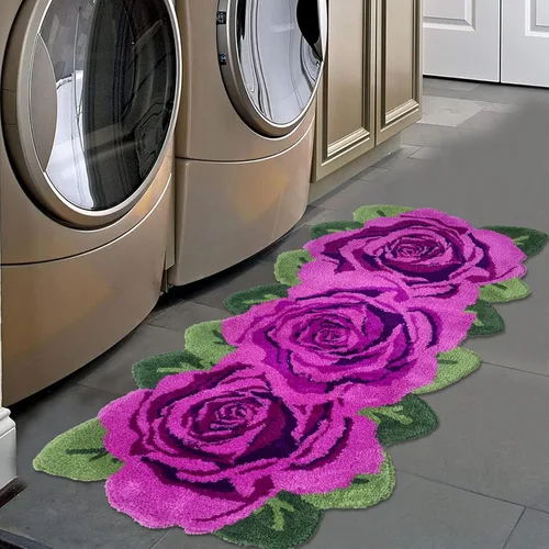 Miniatura 28 de USTIDE Alfombra de girasol esponjosa, alfombra suave y lanuda de flores, hecha a mano, alfombras modernas, lavables, para sala de estar, lavandería