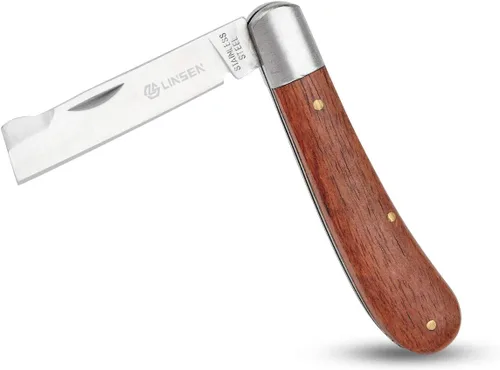 Miniatura 4 de Cuchillo de poda e injerto, herramienta de brotes de jardín de acero inoxidable, herramienta de corte múltiple de bolsillo plegable para deshierbar