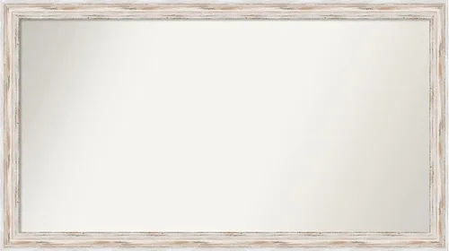 Miniatura 501 de Amanti Art Espejo de baño blanco para sobre el fregadero, 30 x 35 pulgadas, espejo de tocador rectangular estrecho de Eva de oro blanco, marco