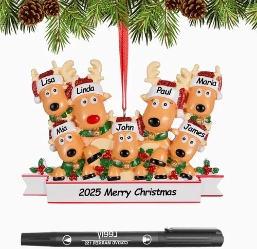 Miniatura 34 de Adornos de Navidad personalizados 2025, familia de 2, 3, 4, 5, 6, gnomo, adorno de Navidad personalizado con nombres, adornos familiares Gnomos