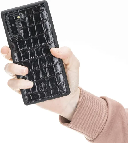 Miniatura 3 de Venito Lucca - Funda de piel compatible con Samsung Galaxy Note 10 (6,3 pulgadas), extra segura, con cubierta trasera acolchada, cocodrilo negro