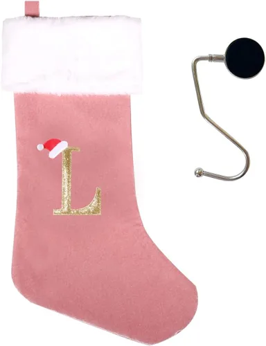 Miniatura 42 de Medias de Navidad de 20 pulgadas con monograma, letras, medias súper suaves grandes de Navidad, medias de monograma rojo para Navidad, regalo