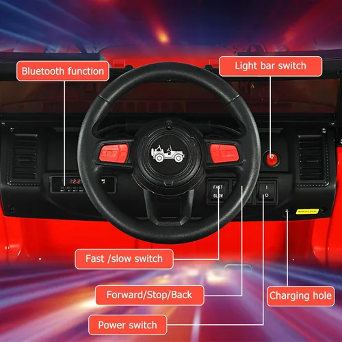 Miniatura 5 de INFANS Camión de Juguería con Control Remoto de los Padres, Vehículos Eléctricos Alimentados por Batería de 12V, 3 Velocidades, Radio Bluetooth