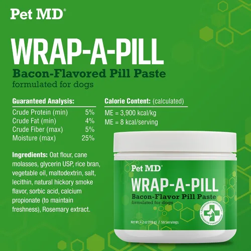 Miniatura 6 de Pet MD Wrap A Pill Paste - Pastilla con sabor a tocino para perros, crea un bolsillo para ocultar pastillas y medicamentos, 59 porciones