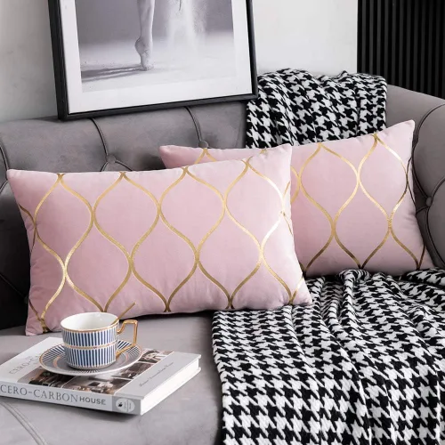 Miniatura 28 de DEZENE Fundas de almohada de terciopelo dorado de 16 x 16 pulgadas: paquete de 2 fundas de almohada cuadradas decorativas para dormitorio, sofá