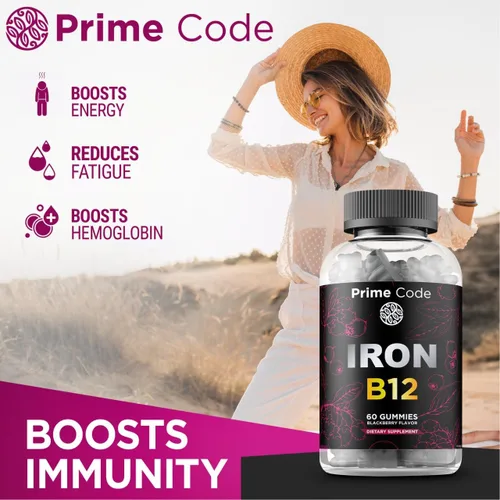 Miniatura 3 de Gomitas de vitamina B12 para mujeres y hombres, suplemento de hierro de 20 mg para adultos, constructor de sangre gratis para la anemia, gomitas