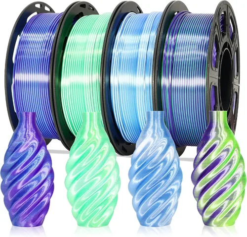 Miniatura 18 de MIKA3D 6 carretes de filamento para impresora 3D bicolor de 1.75mm, paquete de filamento de seda PLA, seda