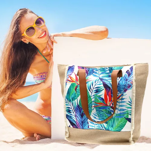 Miniatura 79 de Bolso grande de paja para mujer, tejido de ratán, bolso de playa de verano, a rayas