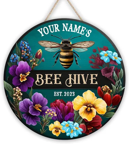 Miniatura 15 de Placa de pared personalizada de madera de abeja de miel, regalos para apicultores, letrero de granja de res, letrero de abeja, decoración de abeja