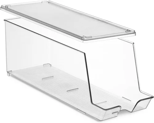 Miniatura 3 de Juego de 2 cubos organizadores apilables para refrigerador, dispensador de latas de soda, soporte de bebidas para refrigerador, congelador, cocina