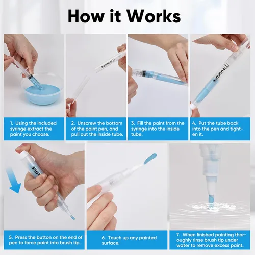 Miniatura 5 de Rotulador de Pintura de Retoque 4 Rotuladores de Pintura Rellenables para Reparación de Paredes, Muebles, Armarios, Pisos de Madera, Ventanas 6ML