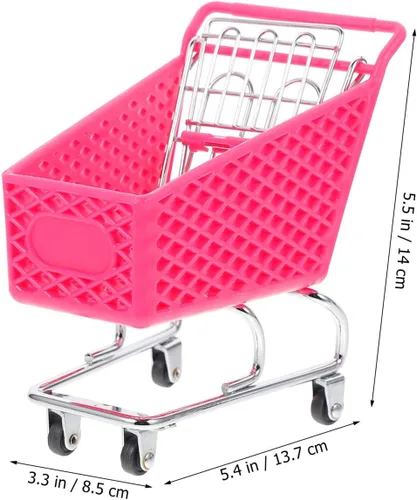 Miniatura 3 de DOITOOL - Carrito de compras mini de color aleatorio de 14 cm de altura, de hierro forjado, para almacenamiento de muñecas, suministros