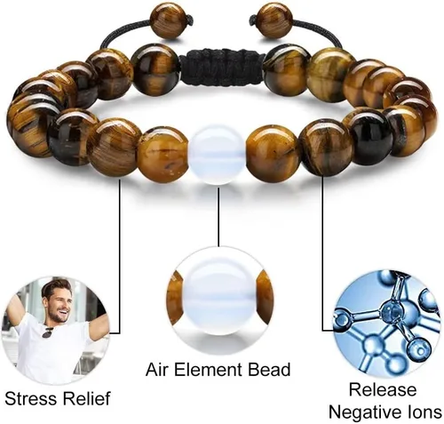 Miniatura 5 de Pulseras del zodiaco para hombres y mujeres, hechas a mano, ojo de tigre natural de 0.315in y piedra de ágata mate para hombre, pulseras