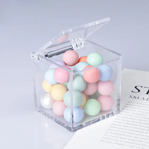 Miniatura 2 de KissYou Caja pequeña de acrílico con tapa, tapa transparente con bisagras, soporte para cápsulas de café, caramelo transparente, cubo cuadrado