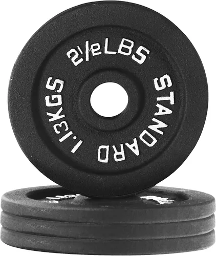 Fitvids Placa de pesas estándar de hierro fundido de 1 pulgada para entrenamiento de fuerza y levantamiento de pesas, varios pesos disponibles