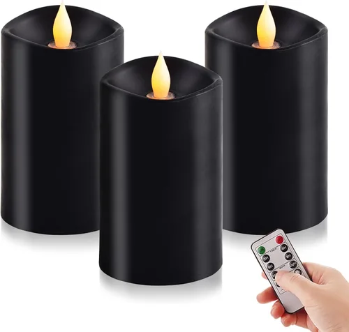 Miniatura 12 de Juego de 1 velas sin llama de 3 x 4, batería de 2 AA, 600 horas, velas parpadeantes con temporizador, velas sin llama de 4 pulgadas con control