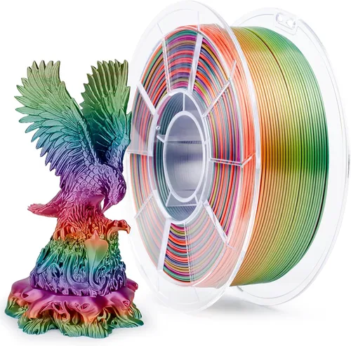 Miniatura 23 de ZIRO - Filamento PLA para impresora 3D de 0.069 pulgadas, filamento sedoso brillante multicolor para impresora 3D, cambio gradual de color PLA