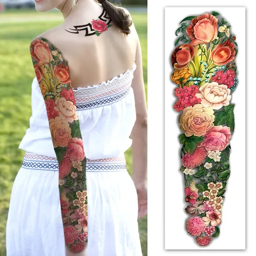Miniatura 3 de Yazhiji Tatuajes temporales extragrandes, 8 hojas de tatuajes falsos de brazo completo y 8 hojas de pegatinas de tatuaje de medio brazo para hombres