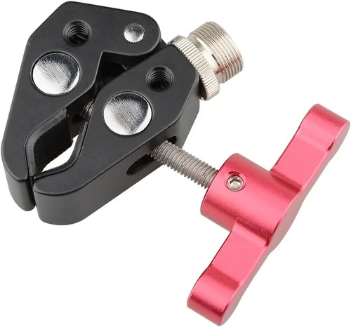 Miniatura 5 de CAMVATE Super Clamp - 1673 - Pinza de alicates de cangrejo con tornillo de conversión de 1/4 a 5/8 pulgadas (mango en T rojo)