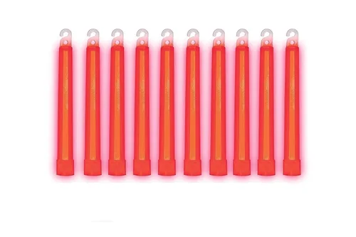 Cyalume - 9-08002 SnapLight - Barras de luz roja de 6 pulgadas de grado industrial, ultra brillantes con 12 horas de duración (paquete de 10)