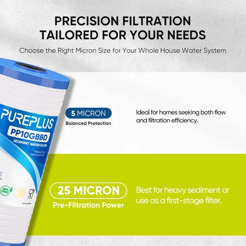 Miniatura 2 de PUREPLUS AP810 Filtro de agua de sedimentos ranurados para toda la casa, cartucho de repuesto para 3M Aqua-Pure AP810, AP811, AP801, AP801-C