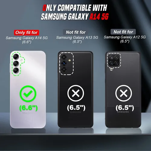 Miniatura 2 de LeYi Funda compatible para Samsung Galaxy A14-5G teléfono: Funda para Galaxy A14 con [2 unidades] Protectores de pantalla de vidrio templado