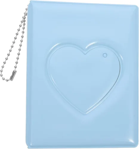 Miniatura 12 de PRETYZOOM Mini álbum de fotos de 3 pulgadas, pequeño álbum de fotos, carpeta Kpop para tarjetas fotográficas con colgante de corazón, mini álbum