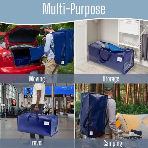 Miniatura 7 de VENO Paquete de 2 bolsas de mudanza, correas de mochila, mudanza, cajas de almacenamiento universitario, con tapas, resistentes, extragrandes, asas