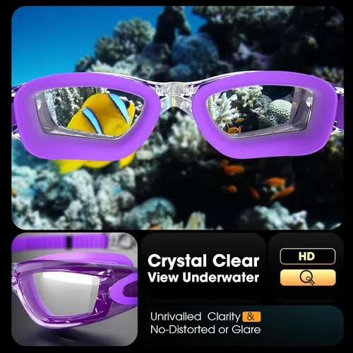 Miniatura 5 de Gafas de natación Braylin, paquete de 2 gafas de natación, antivaho, sin fugas para adultos, hombres, mujeres y jóvenes Paquete de 05.2 púrpura