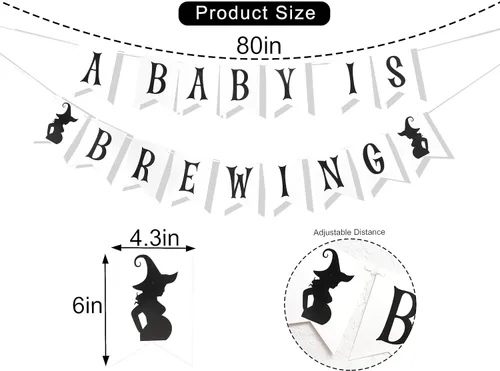 Miniatura 3 de Cartel sorpresa de fiesta con texto en inglés "A Baby is Brewing", revelación de género para decoración de baby shower de Halloween