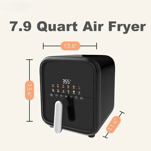 Miniatura 2 de OLIXIS Freidora de aire de 7.9QT con ventana, freidora de aire grande 12-en-1 para la familia, tecnología de aire rápido de 400°F para crujiente
