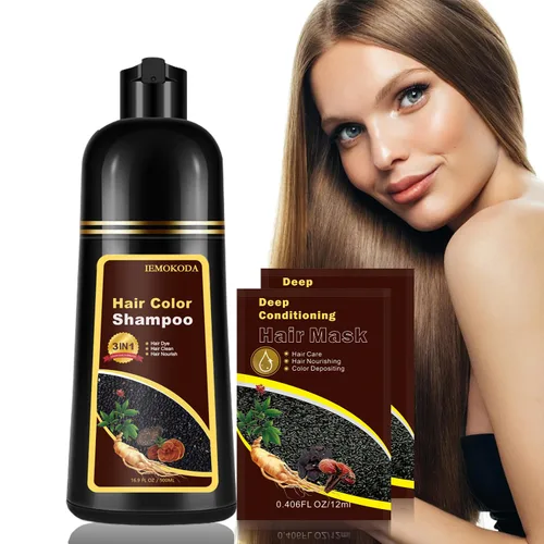 Miniatura 15 de Champú de tinte para cabello negro para cabello gris, champú instantáneo de color de cabello, champú de larga duración, champú para cabello negro