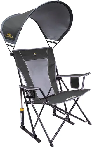 Miniatura 19 de GCI Outdoor Roadtrip Rocker Silla de Camping Silla Mecedora Portátil y Plegable con Reposabrazos Sólidos y Duraderos, Portavasos y Respaldo Verde