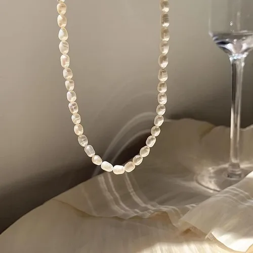 Miniatura 7 de InzheG Gargantilla de perlas de agua dulce, chapado en oro de 14 quilates, hecho a mano, delicado collar de perlas de oro cultivado barroco