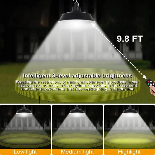Miniatura 2 de Luces colgantes LED solares con control remoto (paquete de 2), panel solar ajustable y cable de 16.4 pies, impermeable IP65 para uso en exteriores e