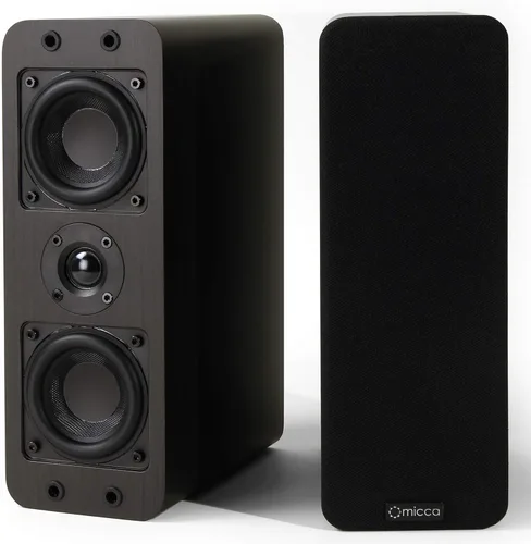 Micca OoO - Altavoces pasivos delgados para estantería con woofers de 3 pulgadas y tweeter de seda, diseño delgado de menos de 10 cm de ancho, para