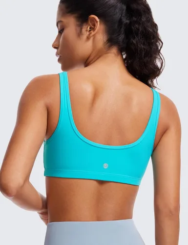 Miniatura 23 de CRZ YOGA Butterluxe - Mini brasier para mujer, cuello redondo, de bajo impacto, inalámbrico, deportivo, yoga, acolchado, para entrenamiento