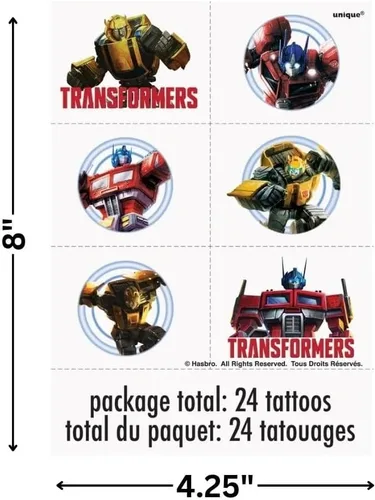 Miniatura 3 de Unique Tatuajes temporales Transformers - Diseños surtidos, 24 piezas