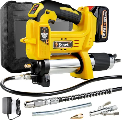 Pistola de engrase inalámbrica compatible con pistola de engrase eléctrica Makita de 21 V de 12,000 PSI, batería recargable W/T y acoplador de