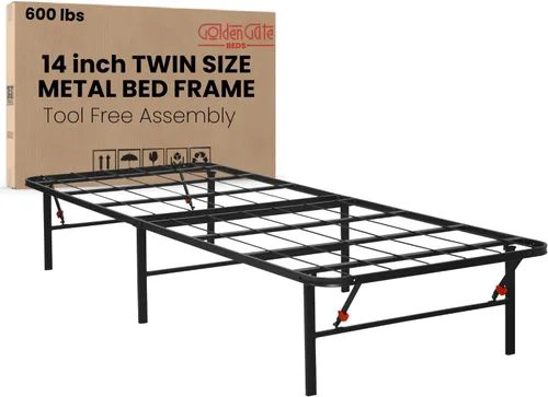 Miniatura 18 de AMBEE21 Golden Gate - Base de cama de metal con cabecera y estribo de hierro forjado victoriano antiguo (negro, matrimonial, Washington)