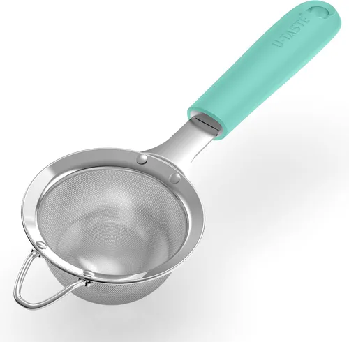 Miniatura 17 de U-Taste Colador pequeño de malla fina: 18/8 de acero inoxidable, 8,5 cm, 30 malla, colador de cocina de malla fina con asa de silicona remachada (4)