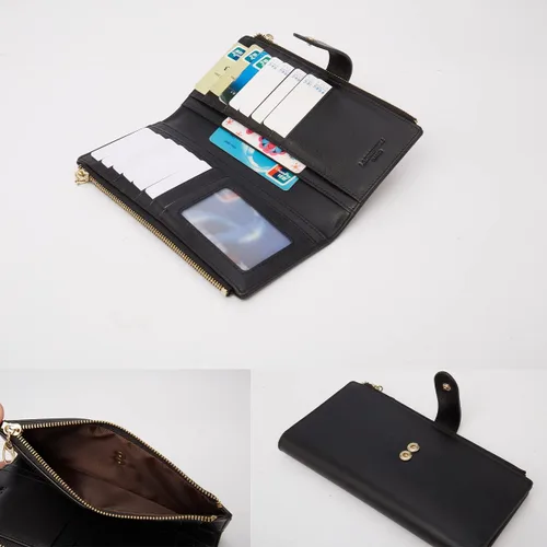 Miniatura 7 de LAORENTOU Carteras de cuero de vaca para mujer carteras plegables para mujer carteras con bloqueo RFID carteras con cremallera alrededor