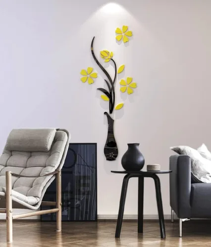 Miniatura 8 de Murales de pared con jarrón 3D para sala de estar, dormitorio, sofá, telón de fondo de televisión, calcomanías originales, regalo, calcomanía de Rojo