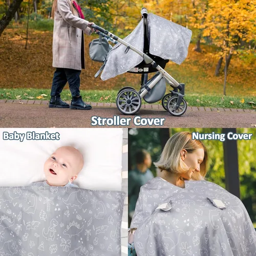 Miniatura 7 de Fundas para asiento de coche para bebés, Toldo con apertura Peekaboo para asiento de coche infantil para niños y niñas, cubiertas de lactancia 2