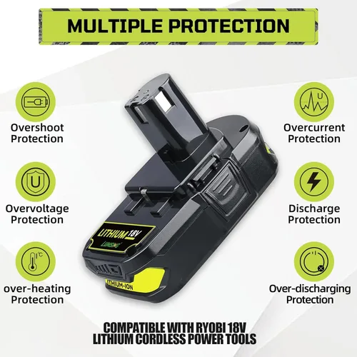 Miniatura 5 de Paquete de 2 herramientas eléctricas inalámbricas Ryobi de repuesto para batería Ryobi de 18 V de iones de litio de 3.6 Ah