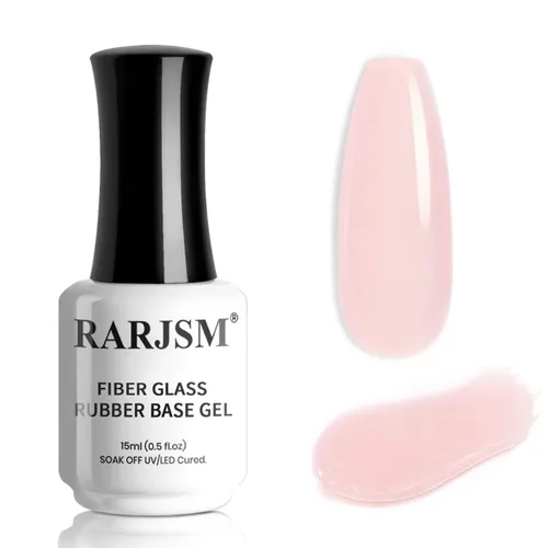 Miniatura 38 de RARJSM Esmalte de uñas de gel con base de goma de fibra de vidrio rosa y flor de cerezo desnudo, para reparar uñas rotas, fortalecedor, capa base