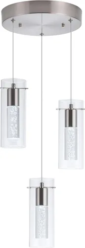 Miniatura 10 de Paquete de 3 luces colgantes para isla de cocina, 6000 K para isla de cocina, comedor, lámparas de iluminación colgantes de cristal de burbujas