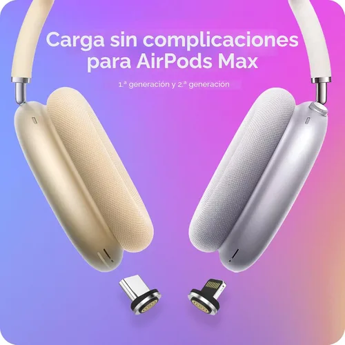 Miniatura 4 de Funda de carga para AirPods Max 1 y 2 - Cargador de auriculares de viaje con conectores magnéticos Lightning y USB-C, modo de suspensión automático